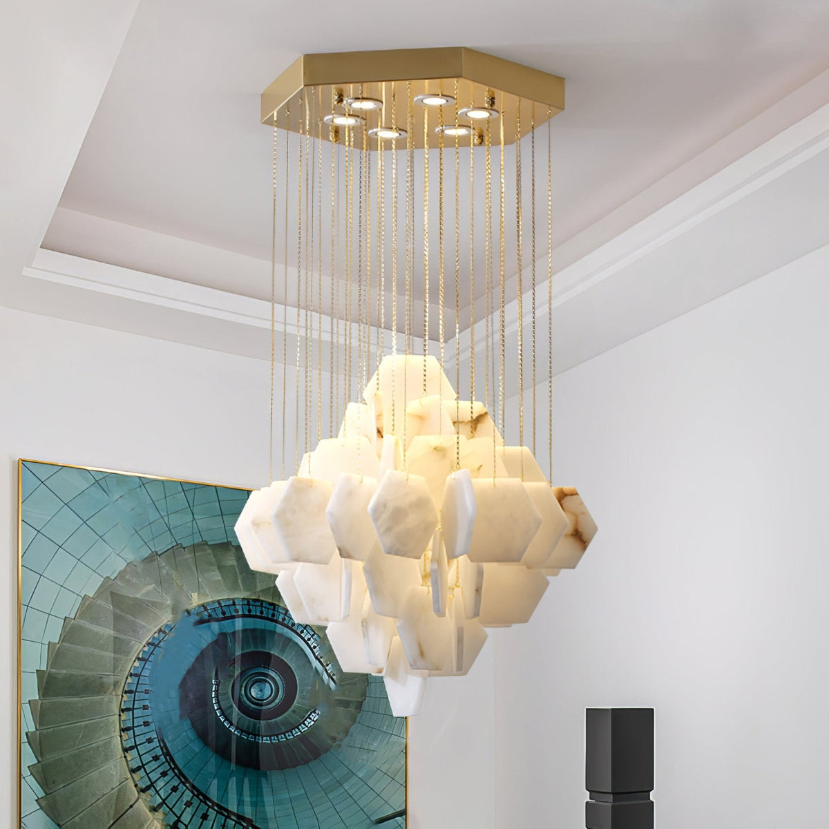 Hexa Alabaster Cascade Chandelier