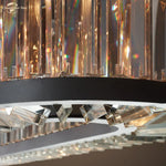 Modern LED Oval Crystal Chandelier Black Pendant Light for Kitchen Island Dining Room
