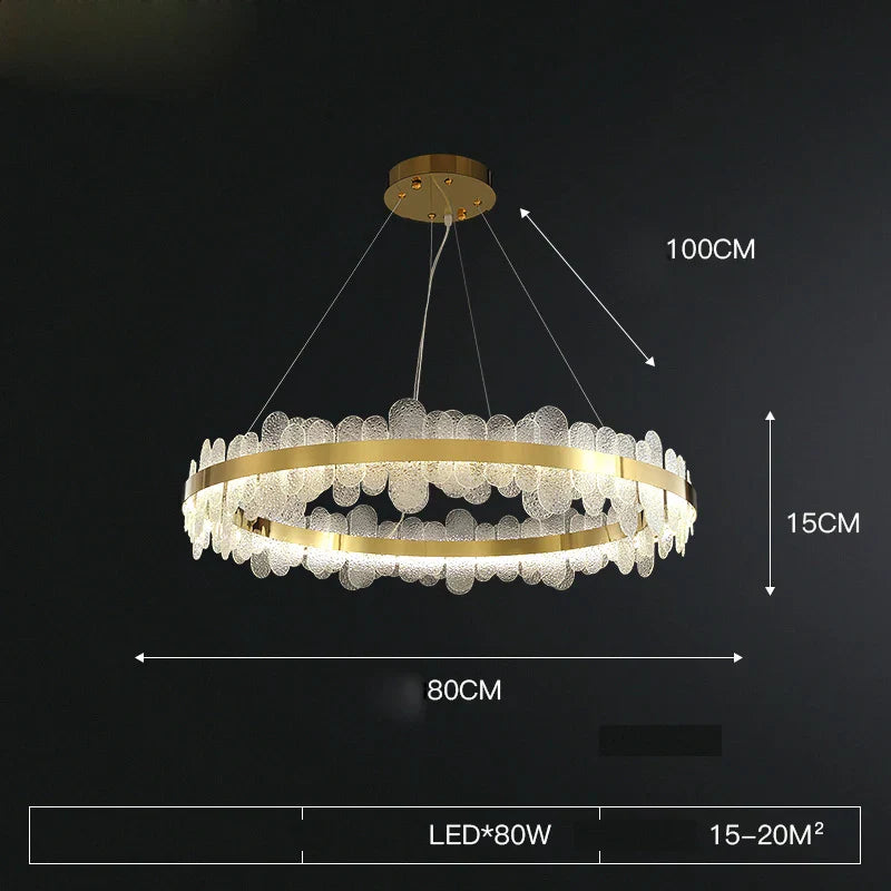 Golden Stainless Steel LED Designer Chandelier for Dining Room