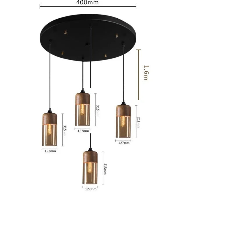 Nordic Wood LED Pendant Lights for Dinning Room Bedroom Cafe Bar Restaurant