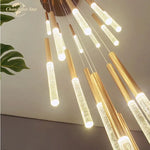 Modern Gold Bubble Crystal LED Chandelier for Bedroom Living Room Staircase