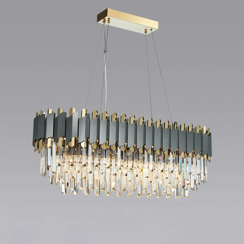 Art Deco Golden Crystal Chandelier LED Hanging Lamp