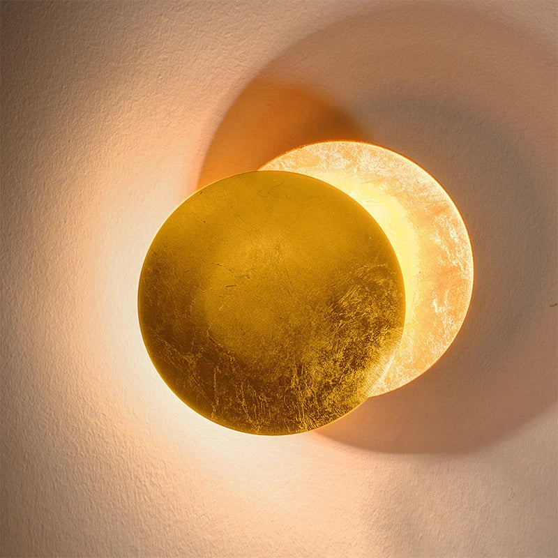 LED Gold Eclipse Circle Wall Lamp for Bedroom Living Room