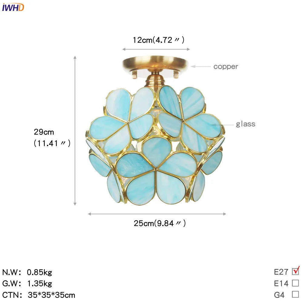 White Glass LED Ceiling Light Fixture, Nordic Modern Copper Ceiling Lamp