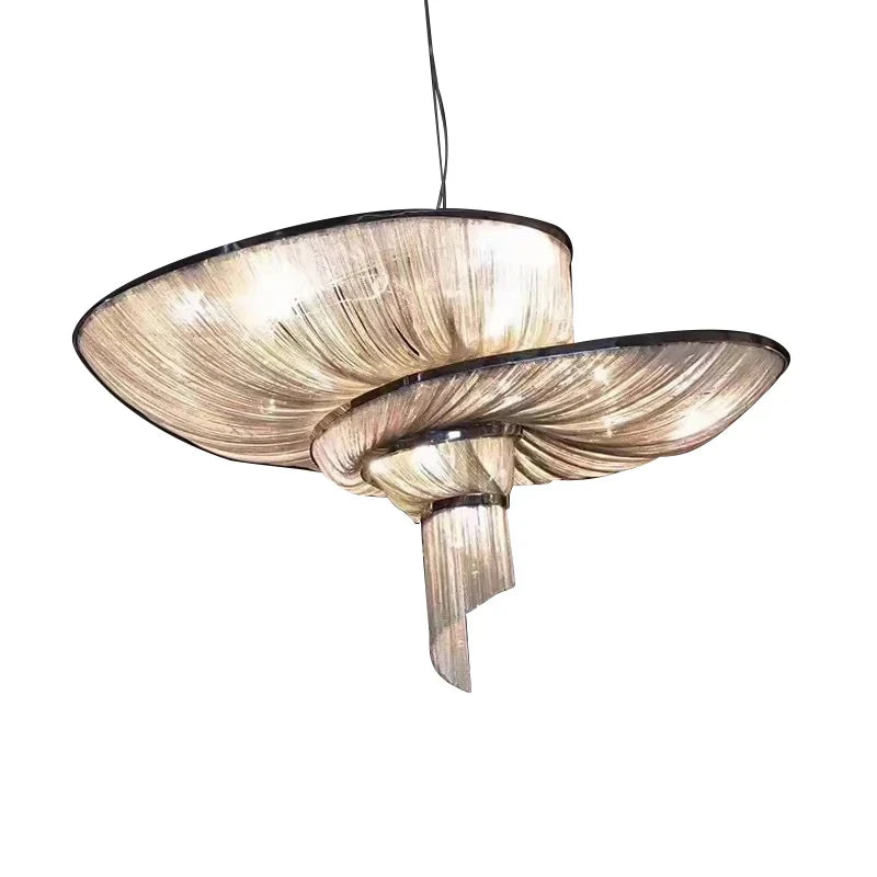 Art Deco LED Retro Vintage Aluminum Chain Chandelier Lighting Suspension