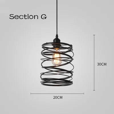 Cage Light Frame Pendant Industrial Single Head Black Nordic Creative Fixture