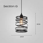 Cage Light Frame Pendant Industrial Single Head Black Nordic Creative Fixture