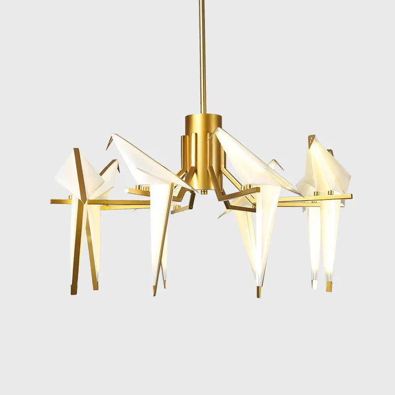 Love Bird Chandelier Lighting - White Gold Designer Lustre for Dining Room