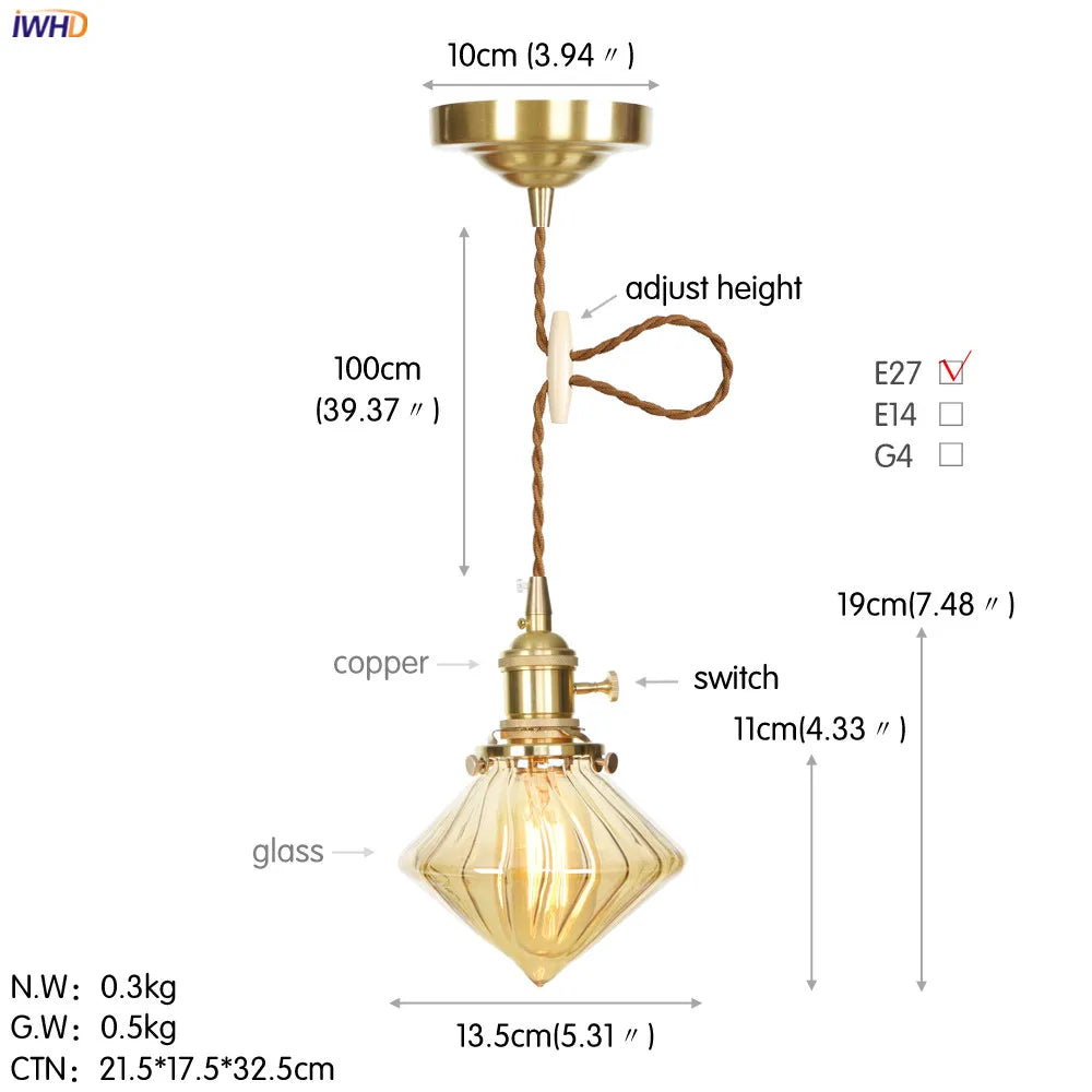 Afralia™ Nordic White Glass Copper Pendant Light with Switch for Home, Bar, and Cafe