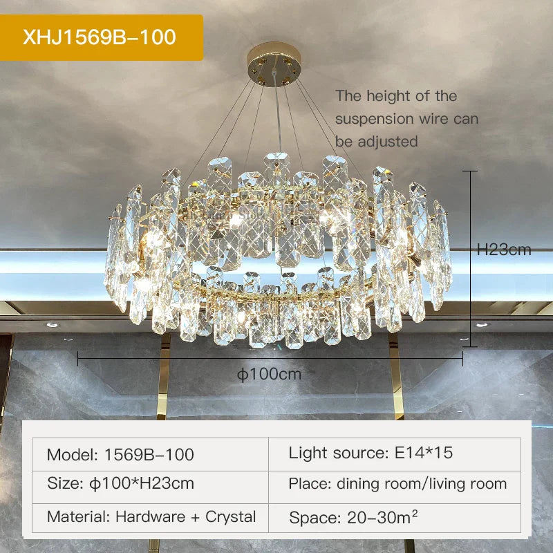 Crystal LED Chandelier for Elegant Living Room, Dining, Bedroom, Kitchen
