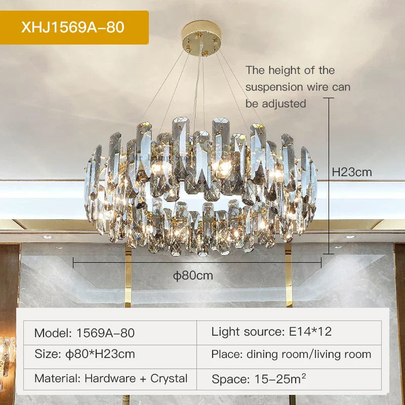 Crystal LED Chandelier for Elegant Living Room, Dining, Bedroom, Kitchen