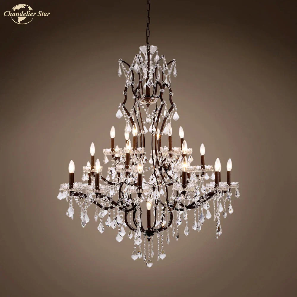 Rococo Crystal Chandelier LED Candle Vintage Luxury Lighting