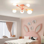 Kids Nordic Glass Chandelier LED Ceiling Light - Blue Pink Cartoon Theme
