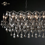 Smoke Crystal Chandelier LED Rectangular for Kitchen Island Dining