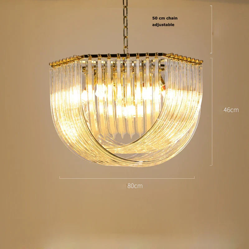 LED Glass Chandelier Hanging Lamps for Foyer - Modern Stainless Steel Design