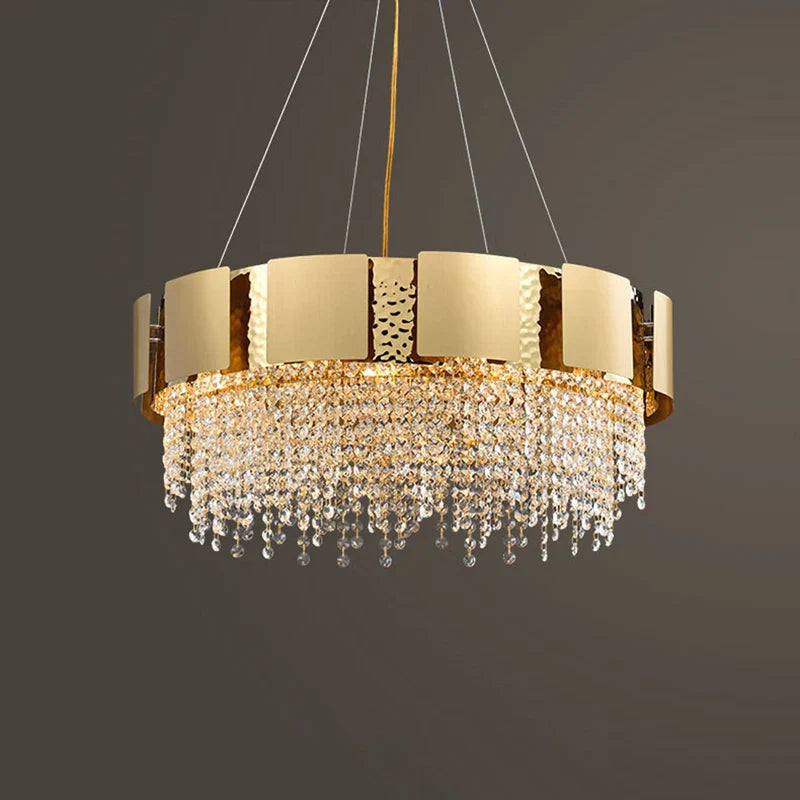 Golden Crystal Stainless Steel Pendant Light for Stylish Foyer