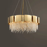 Golden Crystal Stainless Steel Pendant Light for Stylish Foyer