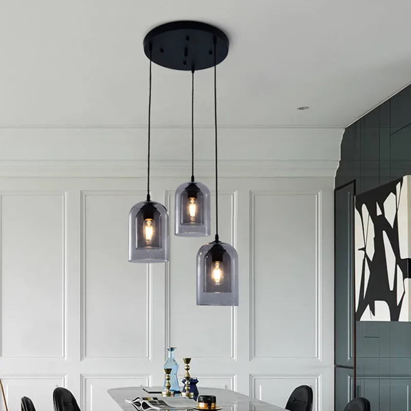 Smoke Grey Glass Chandelier for Living room Bedroom Kitchen Coffee Shop Light