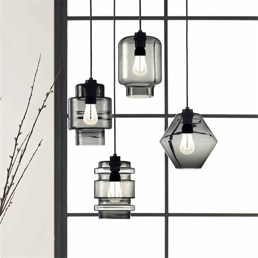 Geometric Glass Pendant Light Collection: Modern Crystalline Pendant Series