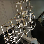 Luxury Golden Square LED Chandelier | Modern Art Design for Living Room Lobby