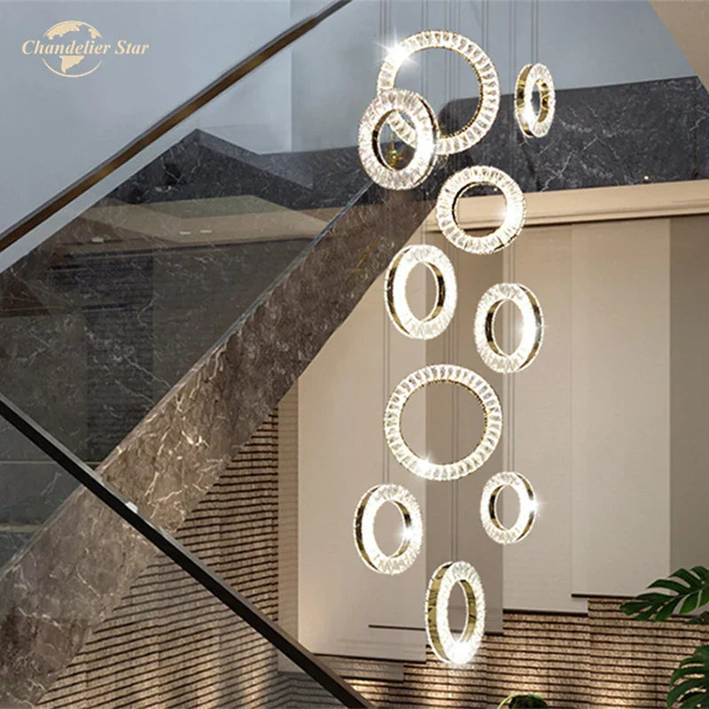 LED Crystal Chandelier Stainless Steel Pendant Light for Living Room