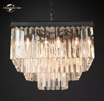 Modern Crystal LED Chandelier: Odeon Square Lustre Pendant Light Fixture