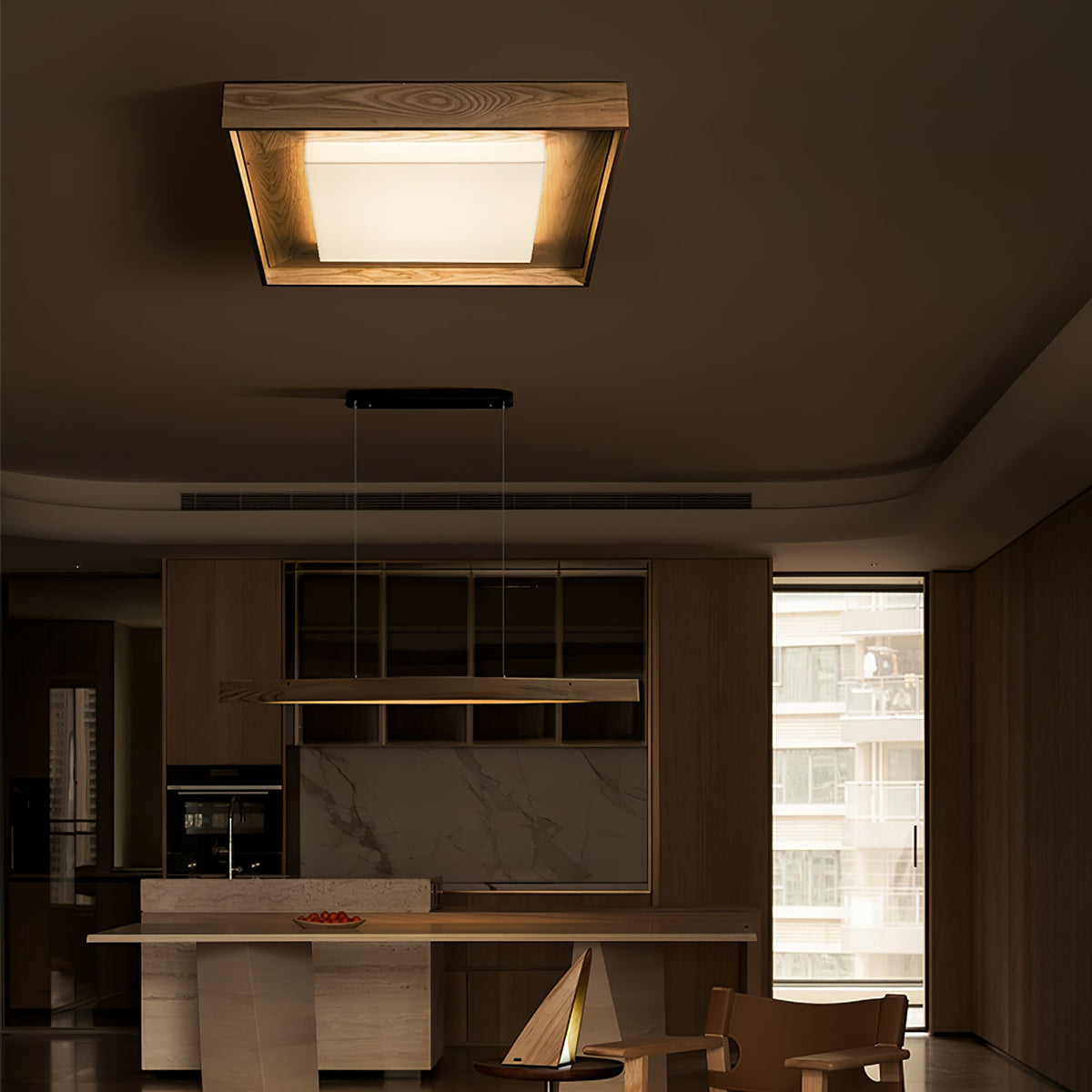 Kurin Wood Frame Ceiling Light