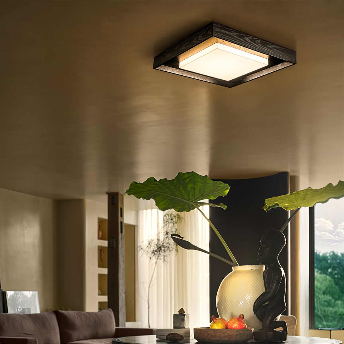 Kurin Wood Frame Ceiling Light