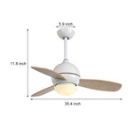 36 Inches Nordic Minimalist LED Remote Control Ceiling Fan Light for Living Room Dining Room