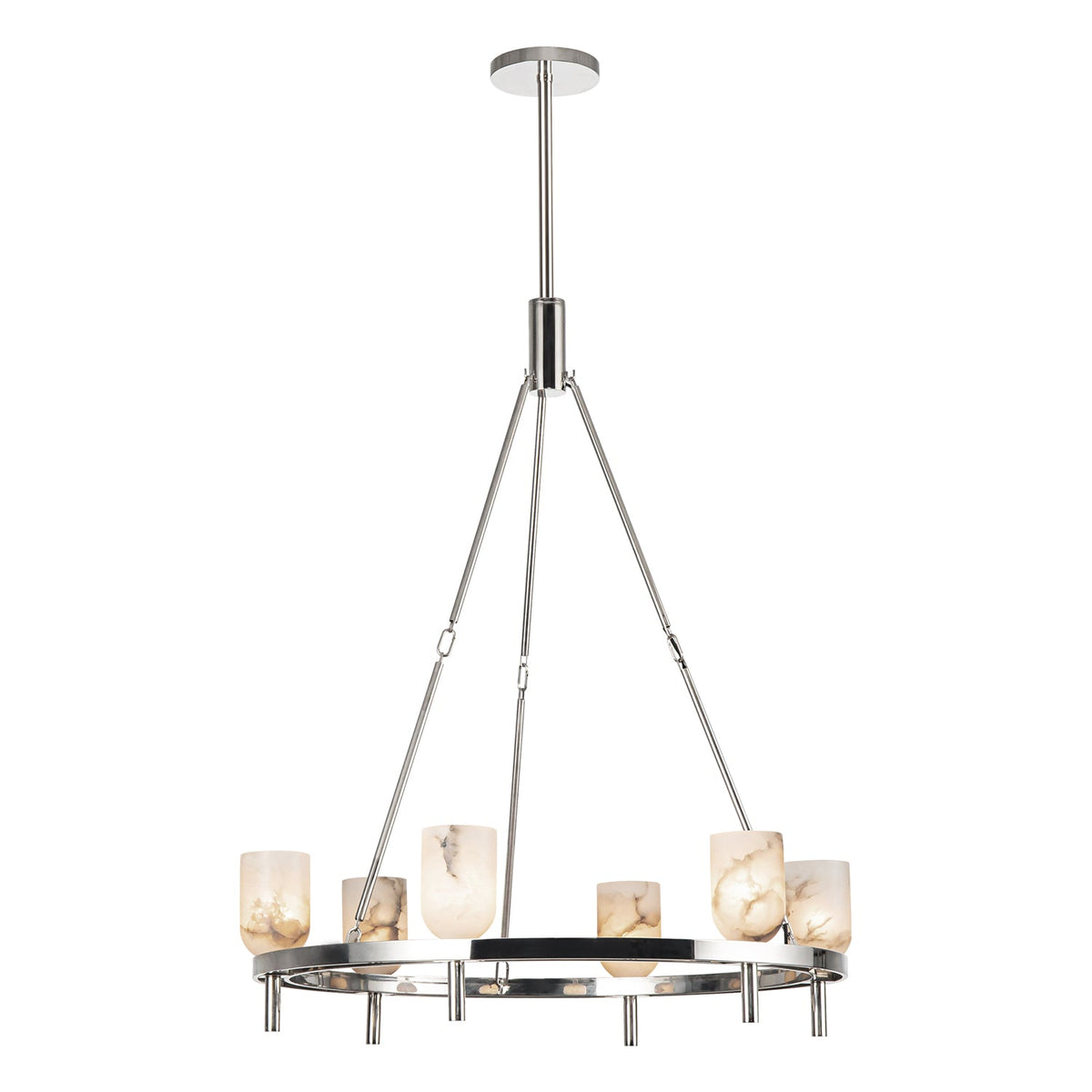 Lucian Six Light Chandelier Polished Nickel/Alabaster