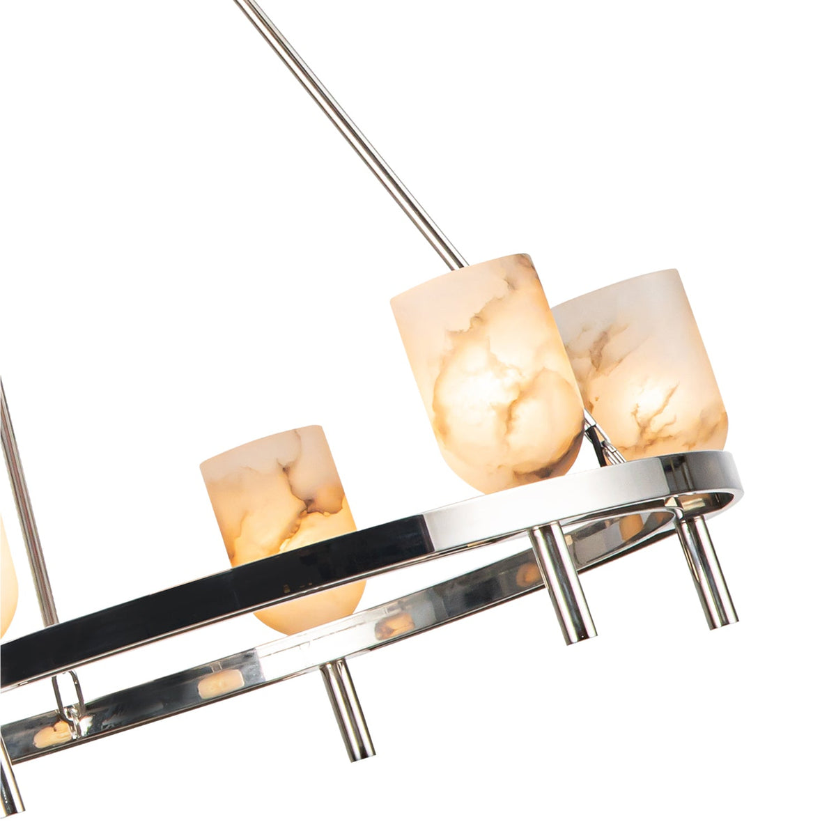 Lucian Six Light Chandelier Polished Nickel/Alabaster