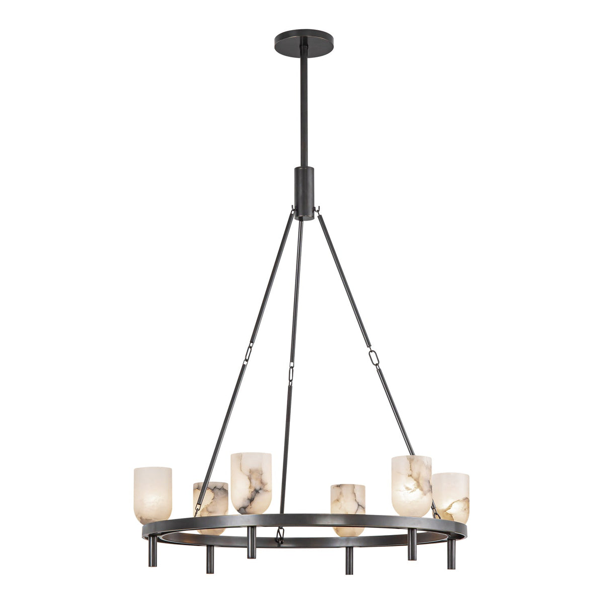 Lucian Six Light Chandelier Urban Bronze/Alabaster