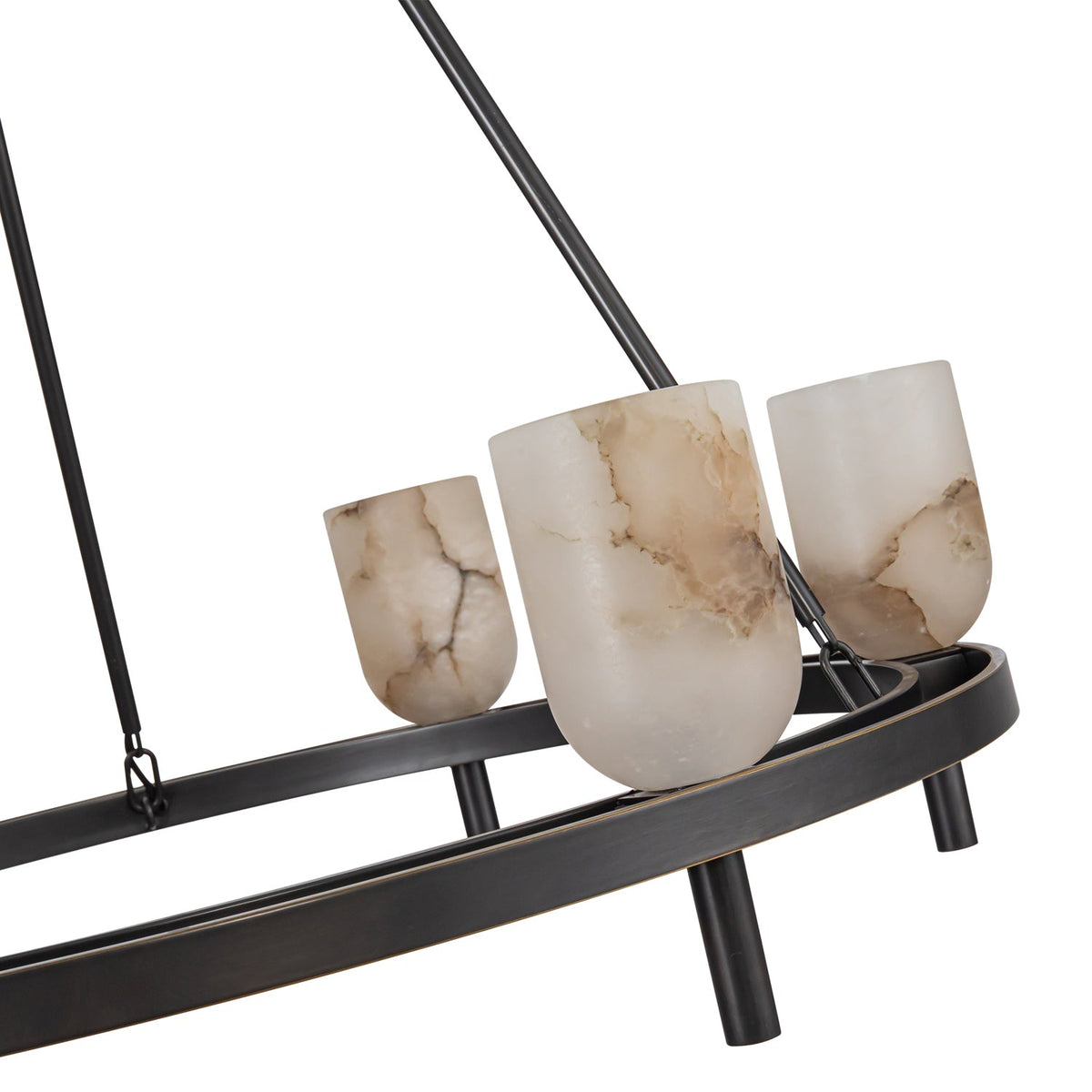 Lucian Six Light Chandelier Urban Bronze/Alabaster