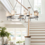 Lucian Eight Light Chandelier Polished Nickel/Alabaster