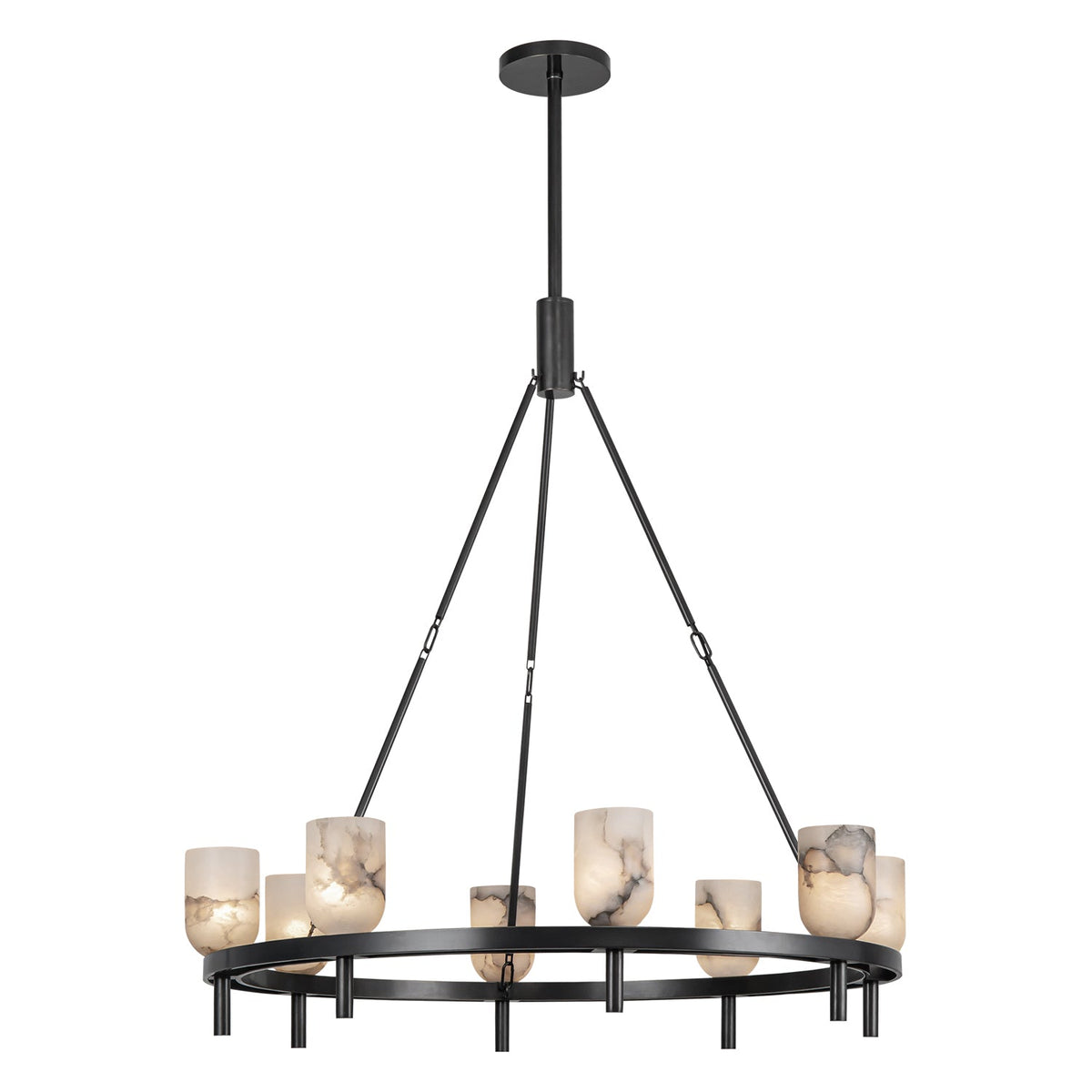Lucian Eight Light Chandelier Urban Bronze/Alabaster