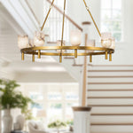 Lucian Eight Light Chandelier Vintage Brass/Alabaster