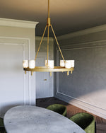 Lucian Eight Light Chandelier Vintage Brass/Alabaster