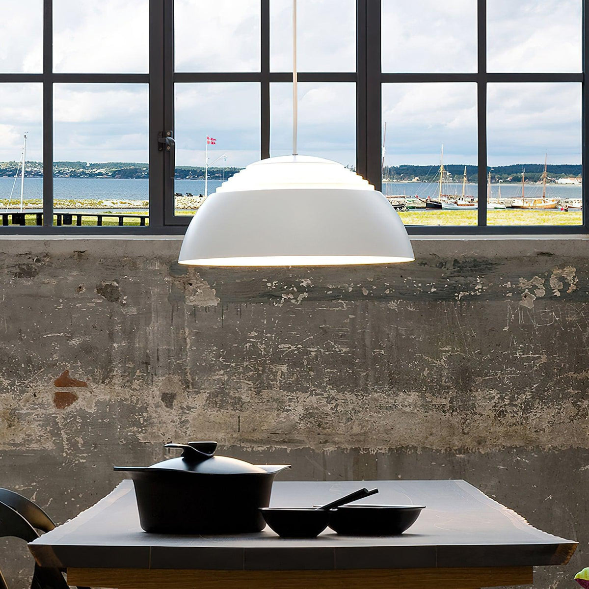 Large Bowl Wave Pendant Lamp 13.8"