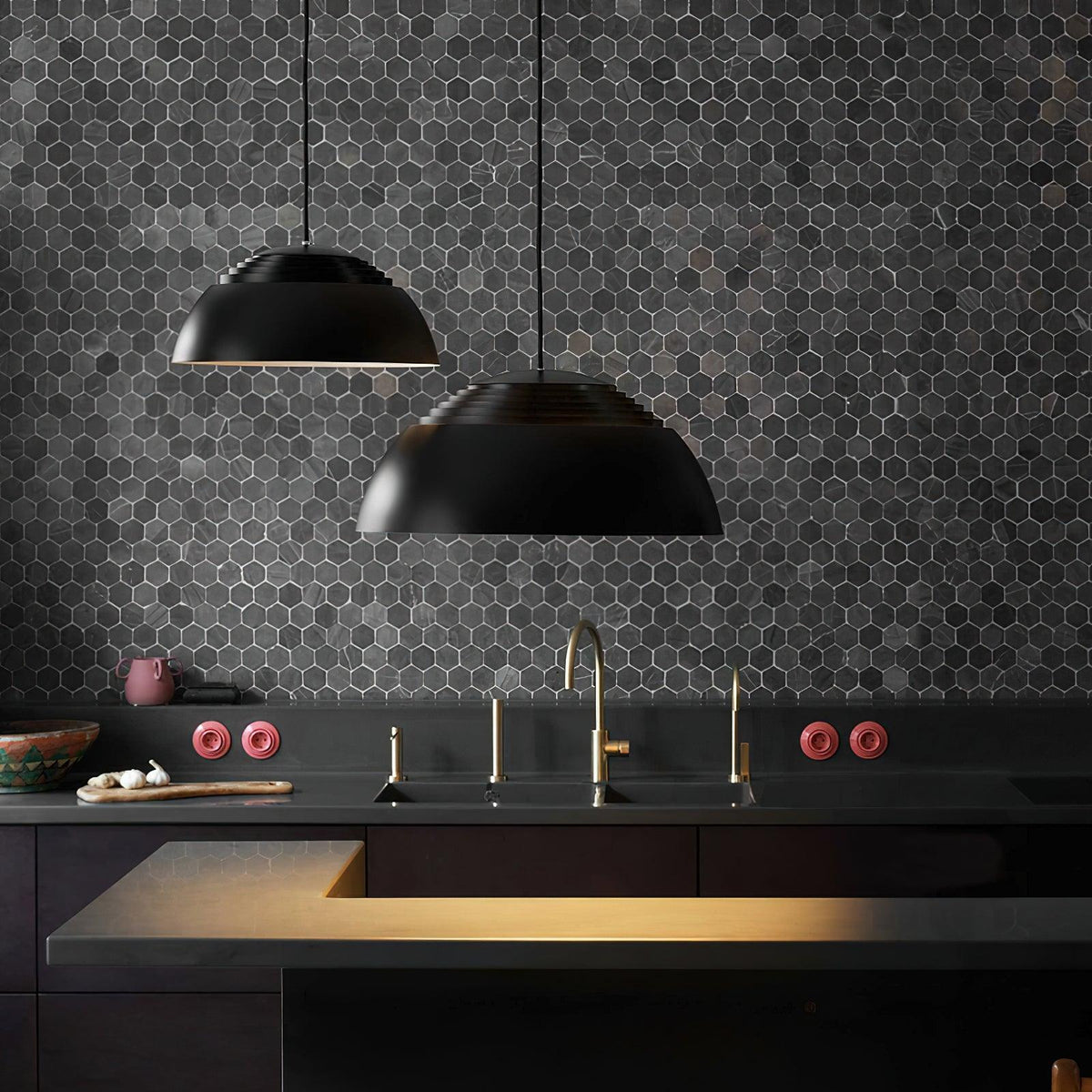 Large Bowl Wave Pendant Lamp 13.8"