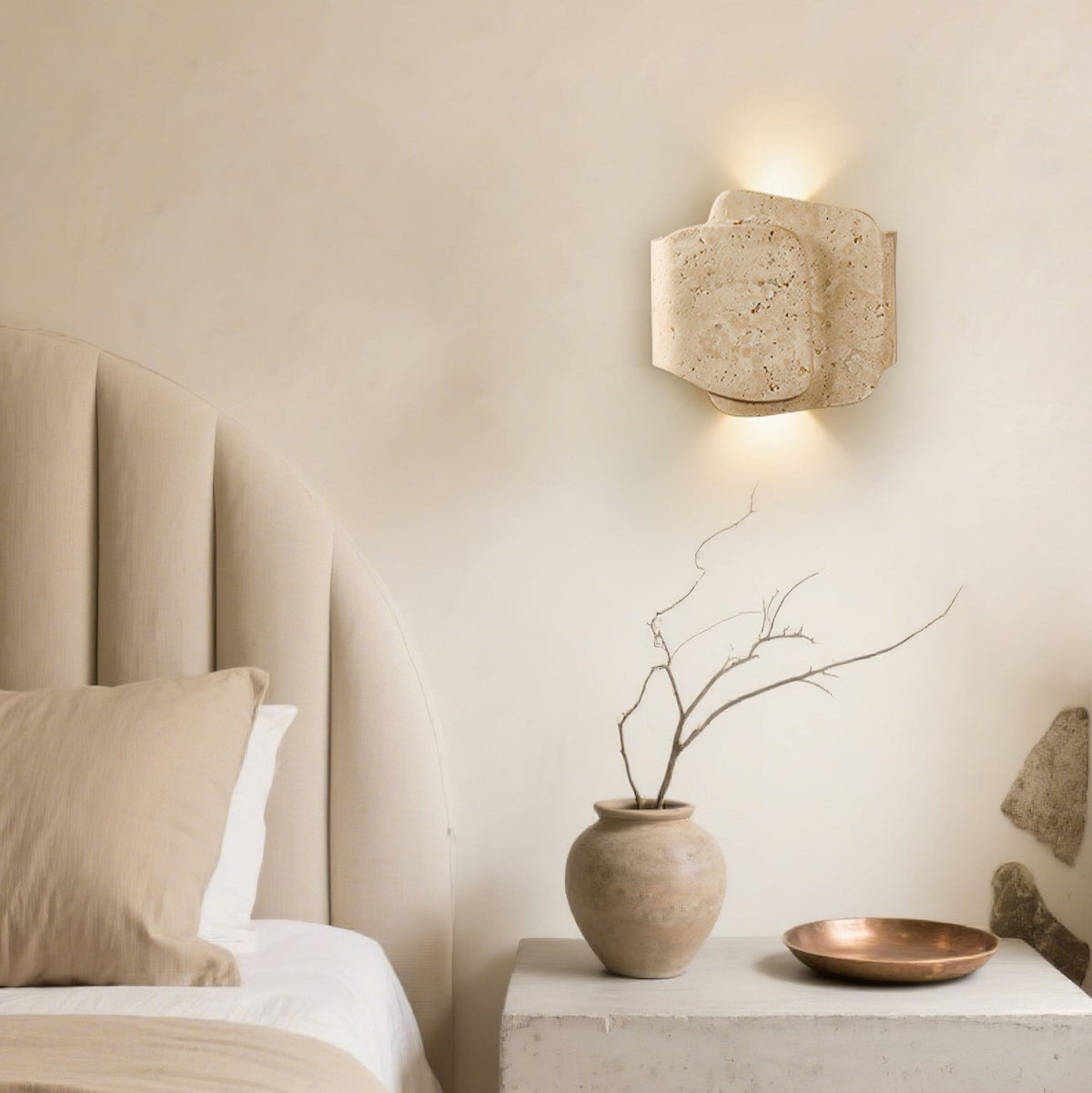 Layered Travertine Wall Light