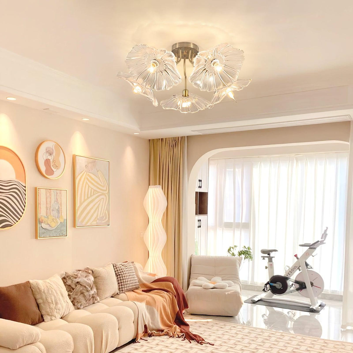 Lotus Leaf Glass Ceiling Lamp