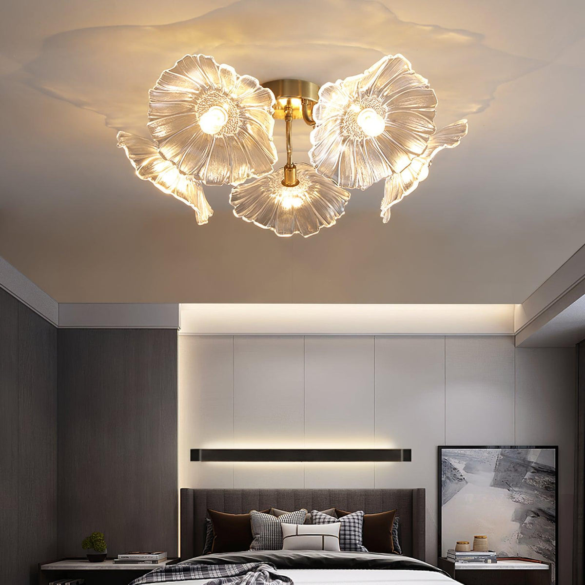 Lotus Leaf Glass Ceiling Lamp