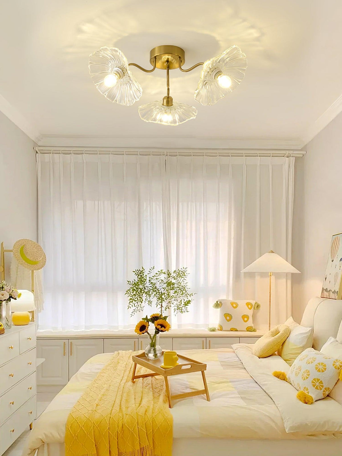 Lotus Leaf Glass Ceiling Lamp