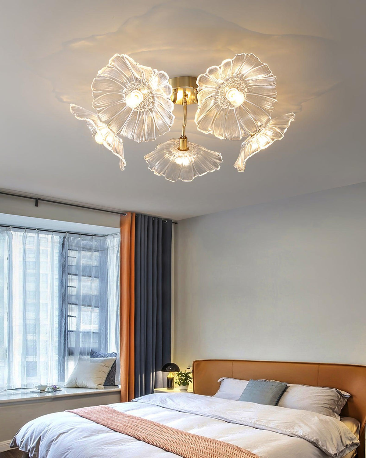Lotus Leaf Glass Ceiling Lamp
