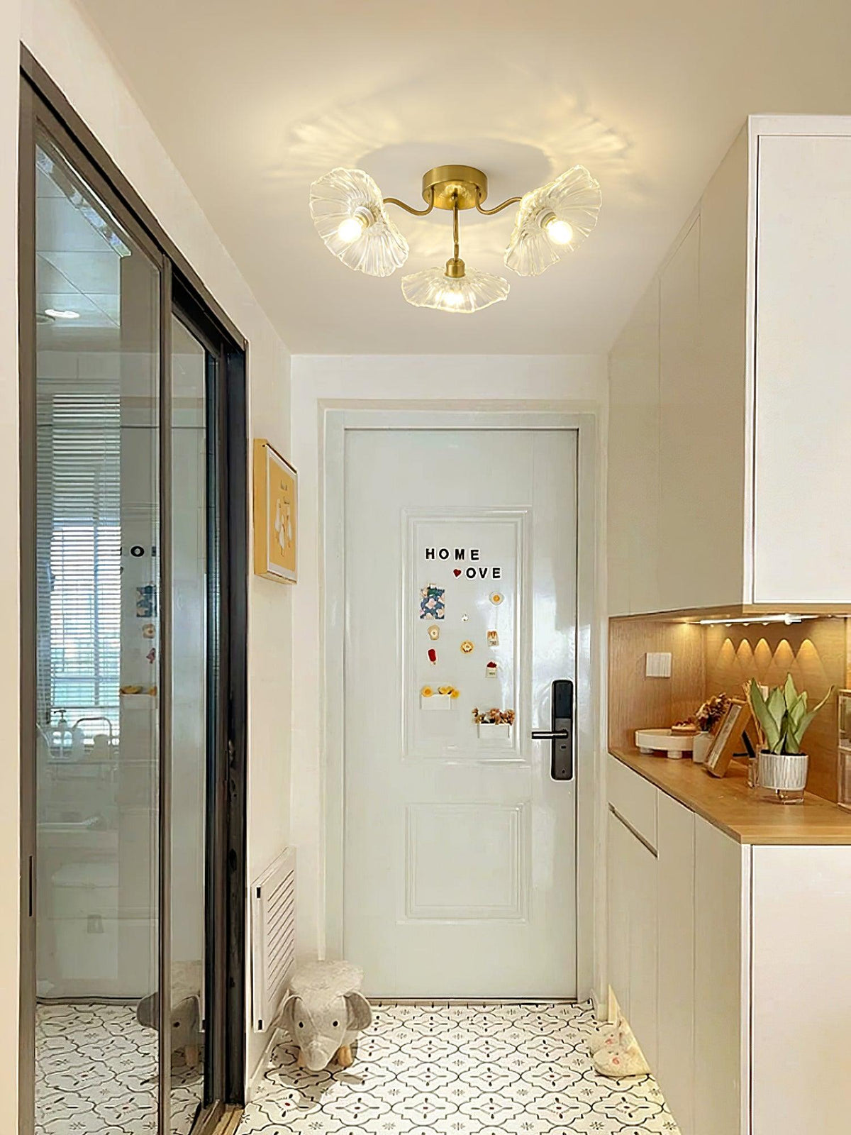 Lotus Leaf Glass Ceiling Lamp