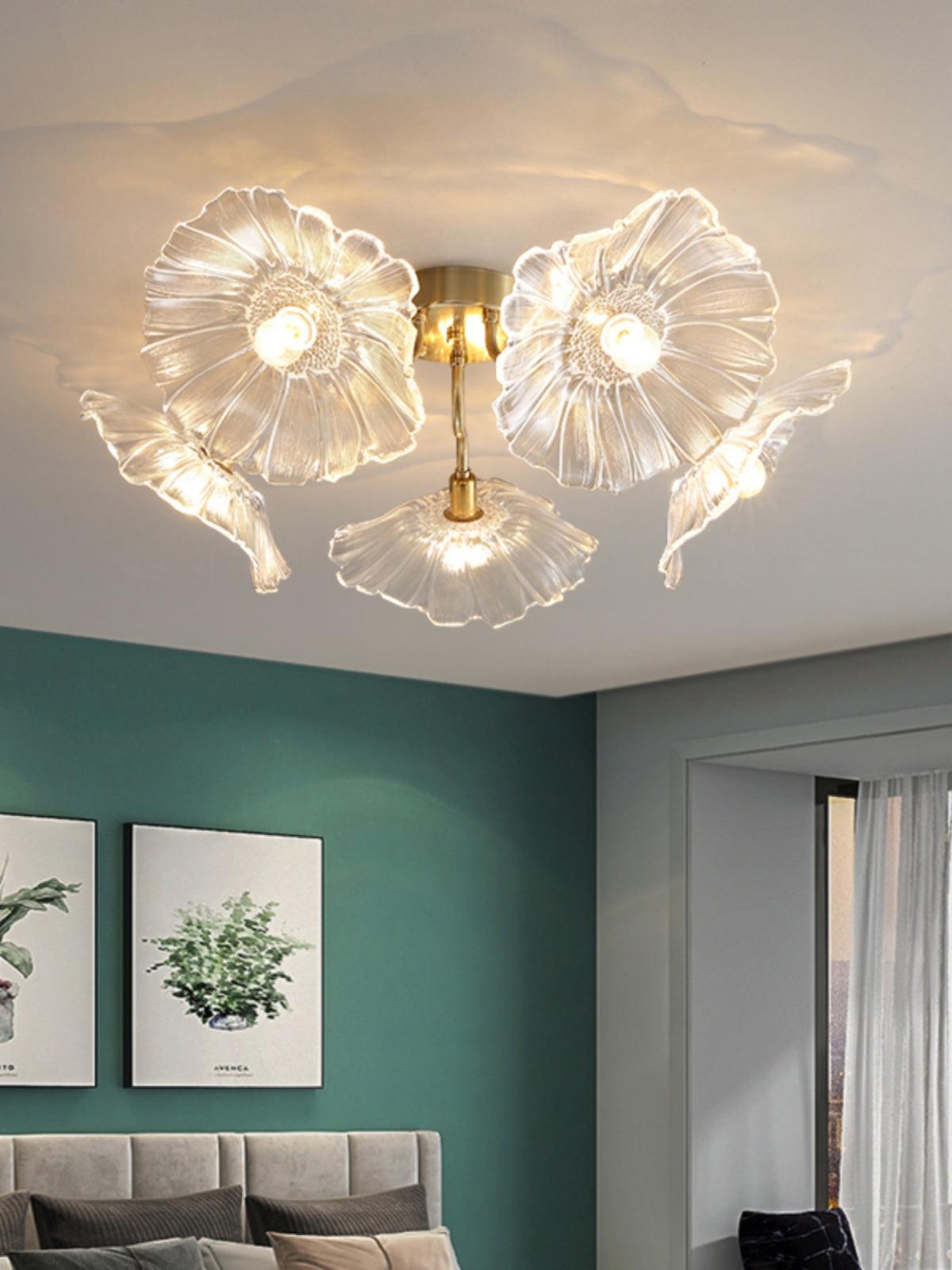 Lotus Leaf Glass Ceiling Lamp