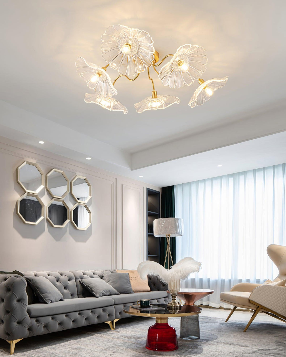 Lotus Leaf Glass Ceiling Lamp