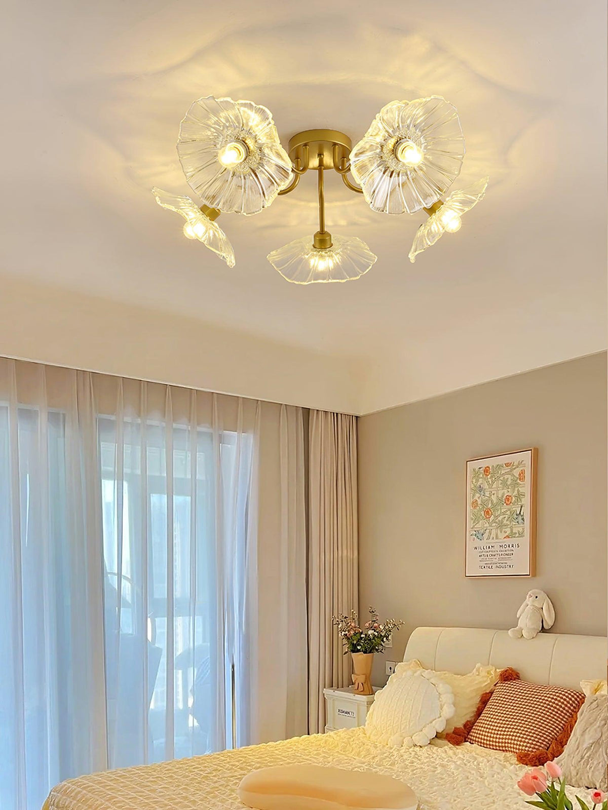 Lotus Leaf Glass Ceiling Lamp