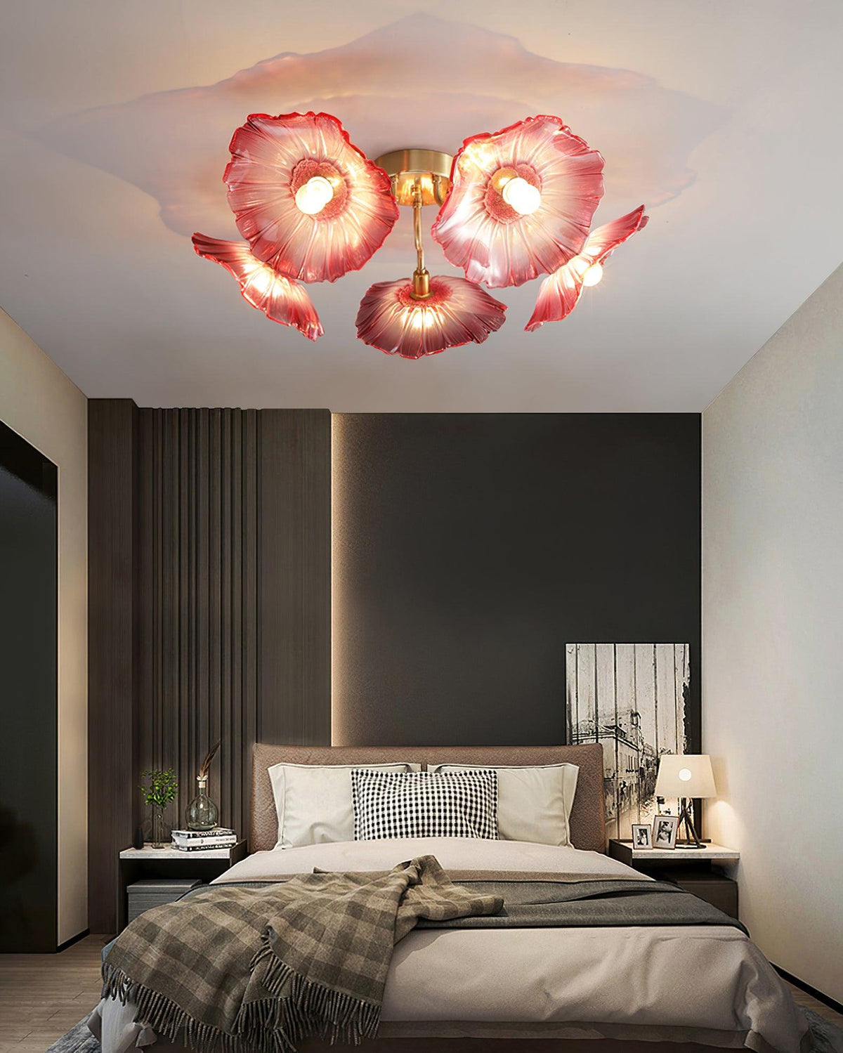 Lotus Leaf Glass Ceiling Lamp