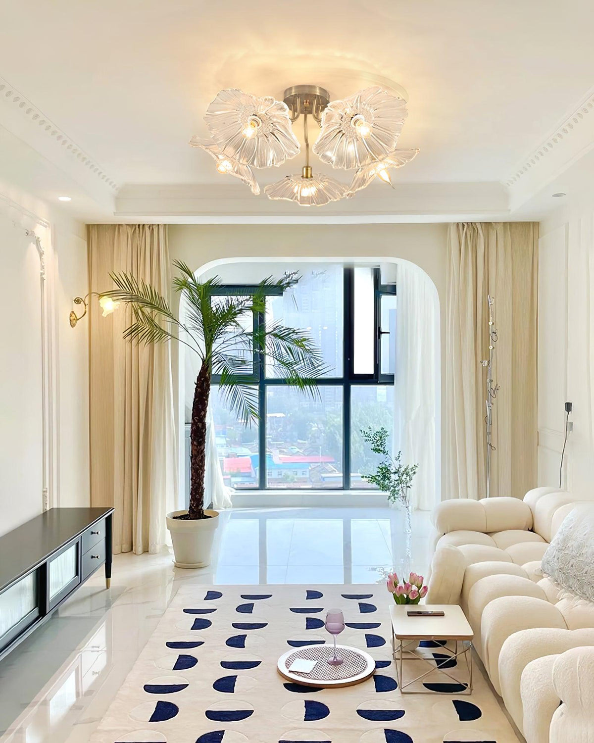 Lotus Leaf Glass Ceiling Lamp